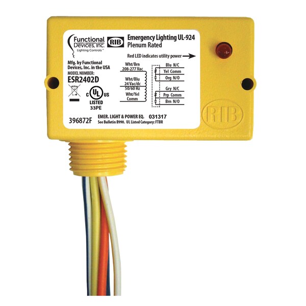 Functional DevicesRib UL 924 Emergency Bypass/Shunt Relay, 24 Vac/dc